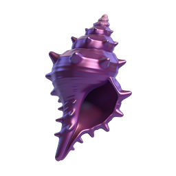 Purple Spiny Seashell 3D Icon - Metallic Ocean Design
