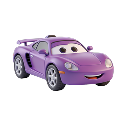 Purple Sports Car Character Icon | 3D Animated Vehicle