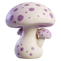 Purple Spotted Mushroom - Whimsical 3D Clay Icon