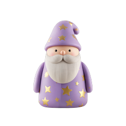 Purple Star Gnome Character Icon - Magical 3D Design