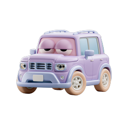 Purple Clay-Style SUV Car Character Icon | Cute 3D Render