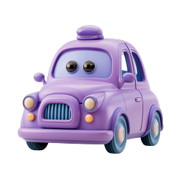 Süßes lila Taxi-Auto-Icon - 3D-Clay-Stil Transport