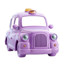 Purple Taxi Car Icon - 3D Clay Style Transportation