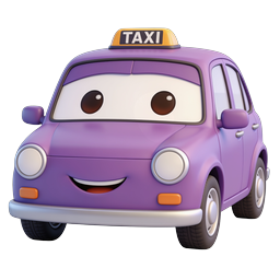 Purple Cartoon Taxi Cab Icon - 3D Rendered Vehicle