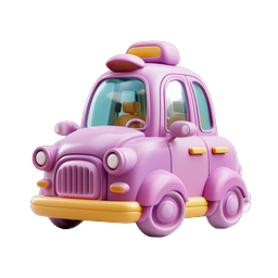 Cute Purple Toy Car Icon - 3D Clay Style Vehicle
