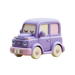 Purple Toy Car Icon - Cute 3D Clay Style Vehicle