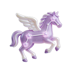 Purple Unicorn Constellation Icon - Magical 3D