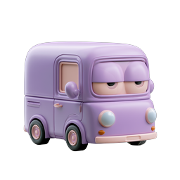 Süßes lila Van-Charakter 3D-Icon - Clay-Stil
