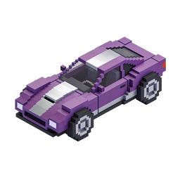 Purple Voxel Car Icon - Isometric 3D Pixel Art