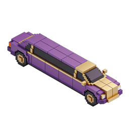 Lila Voxel-Limousinen-Pixel-Art-Icon - 3D Isometrisch