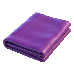 Purple Leather Wallet Icon - 3D Realistic Design