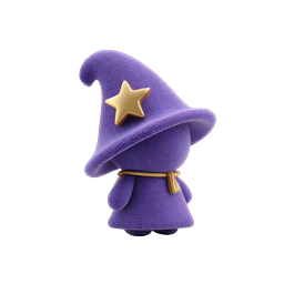 Adorable Purple Wizard Character 3D Icon - Magical Fantasy Mascot