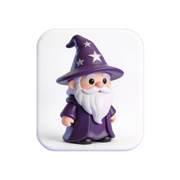 Icona personaggio mago viola - Mascotte fantasy in stile argilla 3D