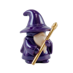 Purple Wizard Figurine with Magic Wand 3D Icon