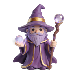 Purple Wizard Mage Magic Character Icon - 3D Clay Style