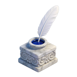Classic Quill Pen and Inkwell Marble Base Icon