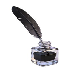 Vintage Quill Pen and Glass Inkwell Icon - Classic Writing