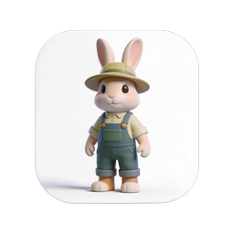 Icona app 3D con adorabile coniglietto giardiniere