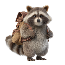 Adorable Raccoon with Backpack - Cute Animal Icon