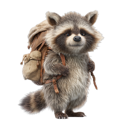 Adorable Raccoon with Backpack - Cute Animal Icon
