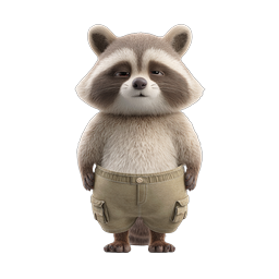 Cute 3D Raccoon Character in Cargo Shorts Icon
