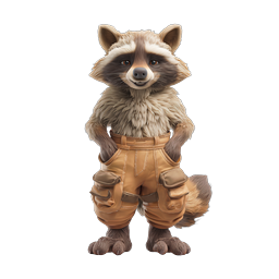 Cute Cartoon Raccoon Character in Cargo Shorts - 3D Icon