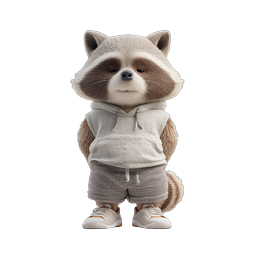 Realistic 3D Raccoon Character in Casual Outfit Icon
