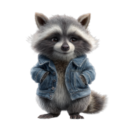 Cute Raccoon in Denim Jacket - Adorable Animal Character