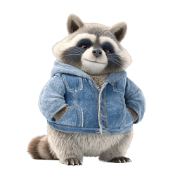 Cute Raccoon in Denim Jacket 3D Character Icon