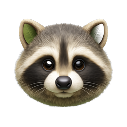 Adorable Realistic Raccoon Face Icon for Wildlife Apps