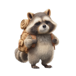 Adorable 3D Raccoon Hiker with Backpack Icon