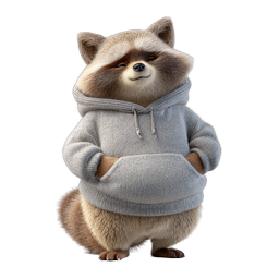 Cute Raccoon in Hoodie - 3D Realistic Animal Icon