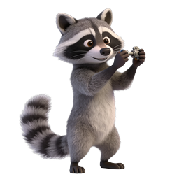 Cute 3D Raccoon Mechanic Character with Tool | Cartoon Animal