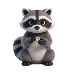Süßer Waschbär-Dieb mit Diamanten - 3D-Icon