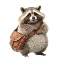 Cute Raccoon with Vintage Leather Bag Icon