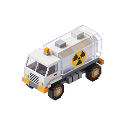 Icono isométrico de camión de transporte radiactivo
