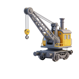ไอคอนรถไฟเครนราง 3D สำหรับดีไซน์การขนส่ง
