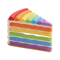 Rainbow Layer Cake Slice Icon - Colorful Dessert 3D