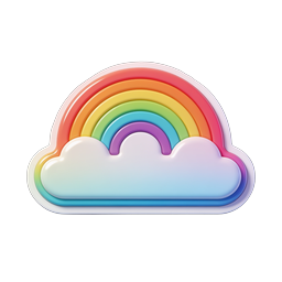 Colorful Rainbow Cloud 3D Icon | Glossy Sticker Style