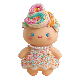 Icône de personnage de biscuit au glaçage arc-en-ciel mignon - Dessert Kawaii
