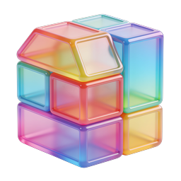 Rainbow Glass Blocks 3D Icon - Colorful Cube Stack