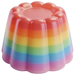 Ícone 3D de sobremesa de gelatina em camadas coloridas - doce colorido