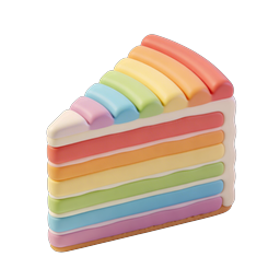 Colorful Rainbow Layer Cake Slice Icon - 3D Clay Style