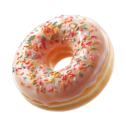 Rainbow Sprinkle Donut Icon - 3D Realistic Bakery Treat