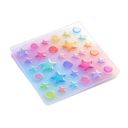 Colorful 3D Rainbow Stars and Dots Sticker Sheet Icon
