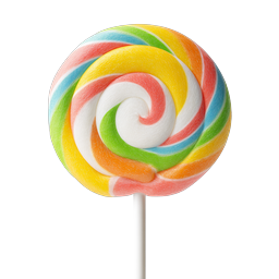 Colorful Rainbow Swirl Lollipop Icon - Realistic 3D Candy