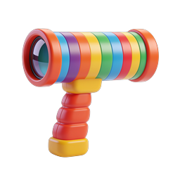 Farbenfrohes 3D-Regenbogen-Teleskop-Spielzeug-Icon - Clay-Stil