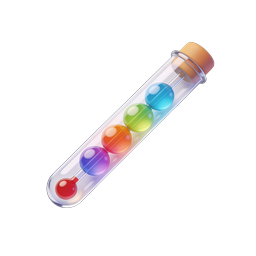 Rainbow Test Tube 3D Icon - Colorful Science Lab