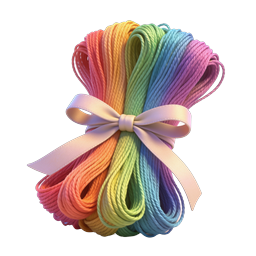 Rainbow Yarn Bundle with Pink Ribbon Bow Icon