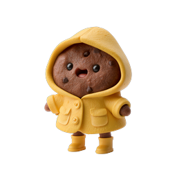 Cute Raincoat Cookie Character 3D Icon - Adorable Mascot